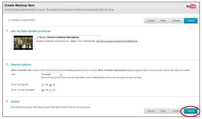 Adjust display options and click submit