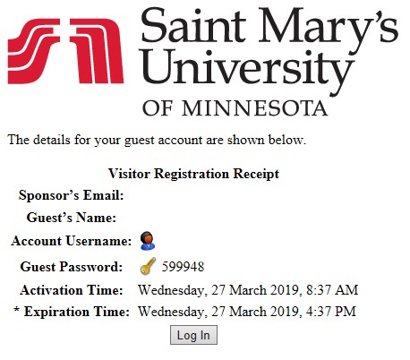 Visitor Registration Receipt