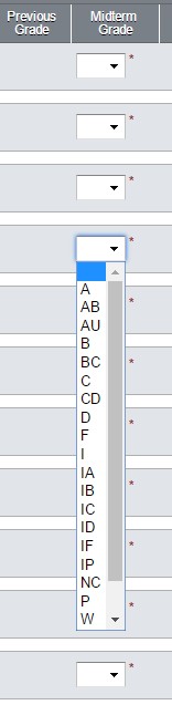 Letter grade selection